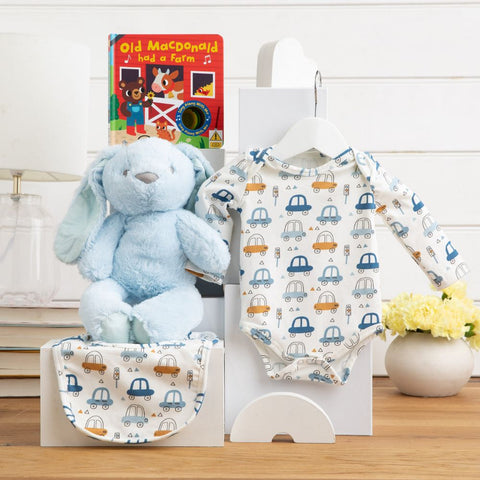 Fluffy Bunny Cuddles Baby Boy Gift Hamper