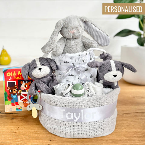 Nappy Cake Personalised Animal Adventures Unisex | Baby Shower Gift