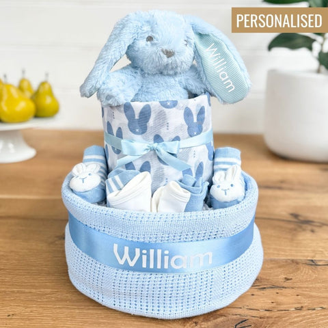 Nappy Cake Boys Personalised Bunny | Personalised Baby Boy Gift
