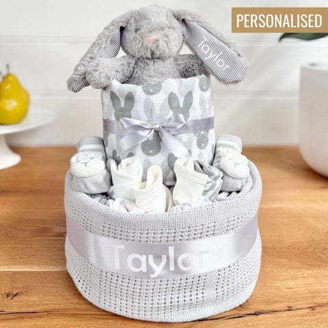 Nappy Cake Unisex Personalised Bunny | Personalised Baby Gift