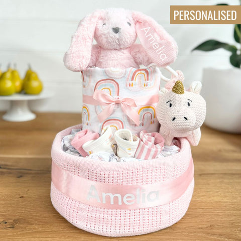 Nappy Cake Personalised Wild Wonders Girls | Personalised Baby Gift