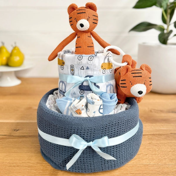 Gift Baby Hamper Cake Wild Wonders Nappy Cake Blue – Pitter Patter