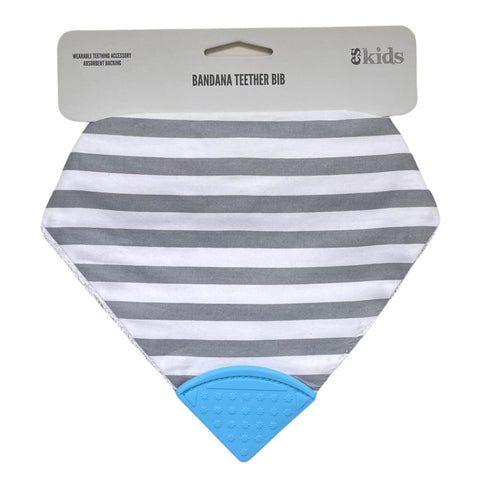 Teether Bib - Grey/Blue