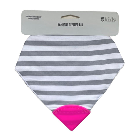 Teether Bib - Grey/Pink