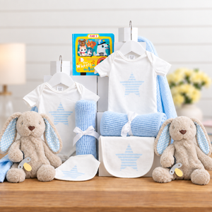 Dynamic Duo Twins Baby Boy Hamper - Twin Boy Gift Baskets