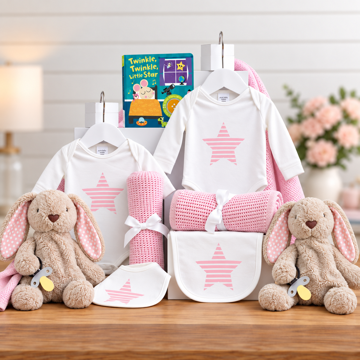 Dynamic Duo Twins Baby Girl Hamper - Twin Girl Gift Basket