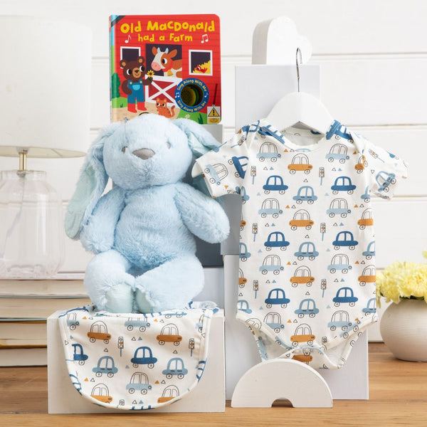 Fluffy Bunny Cuddles Baby Boy Gift Hamper