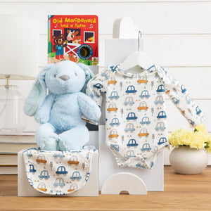 Fluffy Bunny Cuddles Baby Boy Gift Hamper