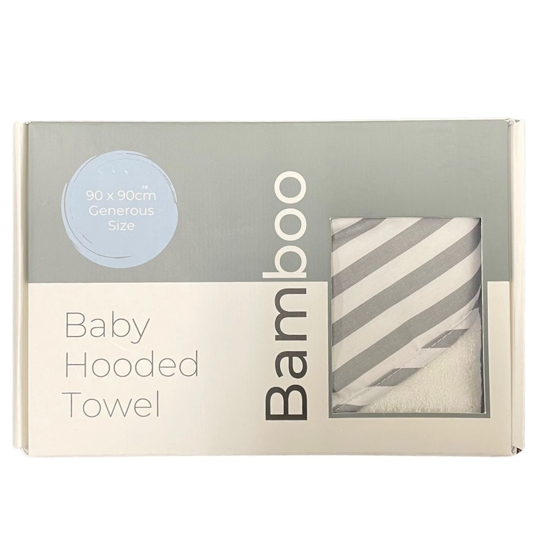 Hooded Towel - Grey Stripe