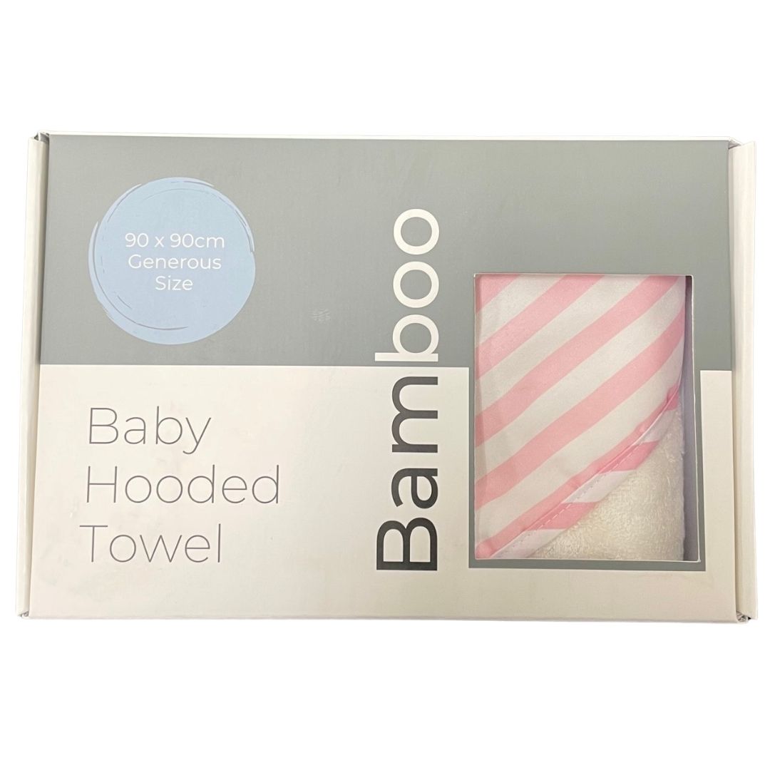 Hooded Towel - Light Pink Stripe