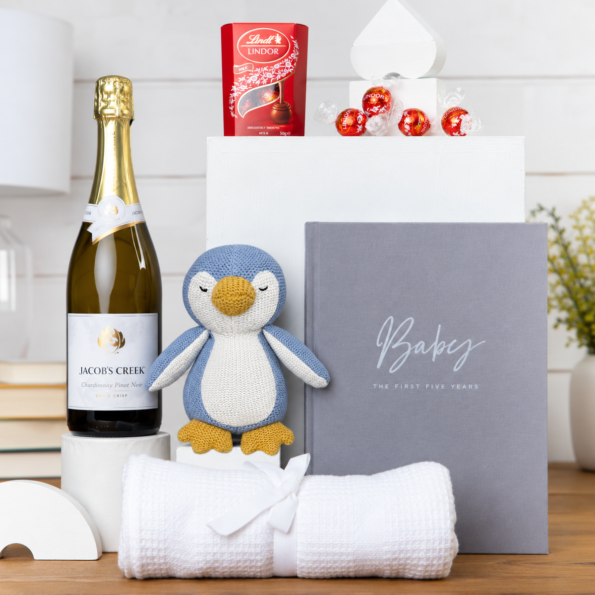 Penguin Keepsake Boy Baby Hamper - New parents gift - newborn hamper