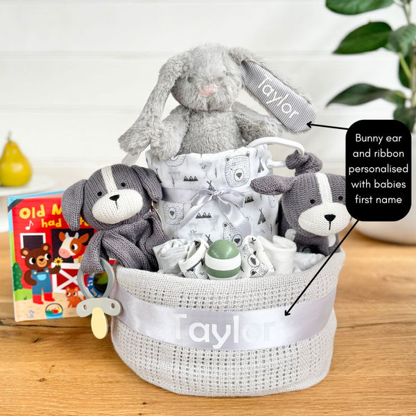Nappy Cake Personalised Animal Adventures Unisex | Baby Shower Gift