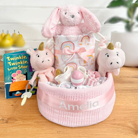 Nappy Cake Personlaised Animal Adventure Pink | Personalised Baby Gift