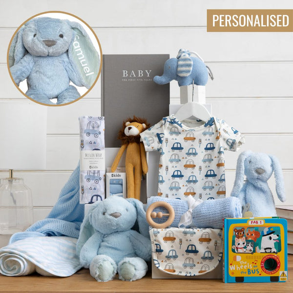 Personalised Magical Beginnings Baby Boy Hamper