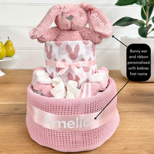 Nappy Cake Girl Personalised Bunny | Personalised Baby girl Gift