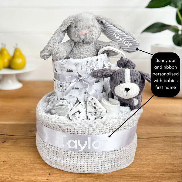 Nappy Cake Personalised Wild Wonders Unisex | Personalised Baby Gift