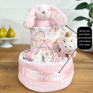 Nappy Cake Personalised Wild Wonders Girls | Personalised Baby Gift