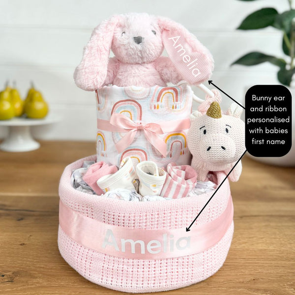 Nappy Cake Personalised Wild Wonders Girls | Personalised Baby Gift