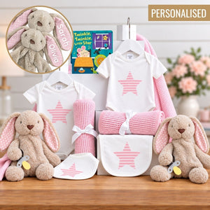 Personalised Dynamic Duo Twin Baby Girl Hamper - Twin Girl Gift Basket