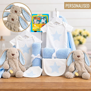 Personalised Dynamic Duo Twin Baby Boy Hamper - Twin Boy Baby Gift Basket