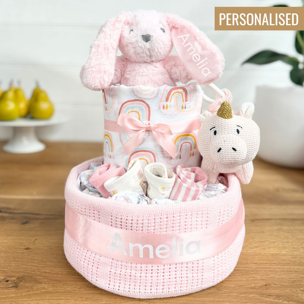Nappy Cake Personalised Wild Wonders Girls | Personalised Baby Gift