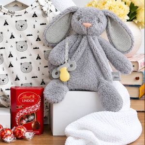 Grey bunny teddy - bubbly baby hamper